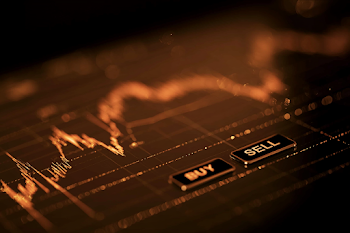 Macro Close-Up of Financial Trading Interface with Candlestick Chart