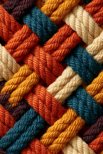 Macro Close-Up of Woven Yarn Cords in Autumn Colors