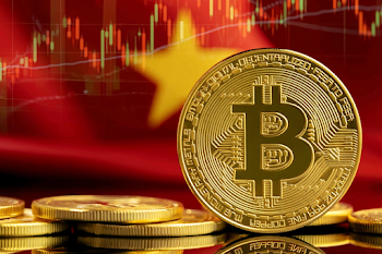 Macro Financial Still Life with Bitcoin and Chinese Flag