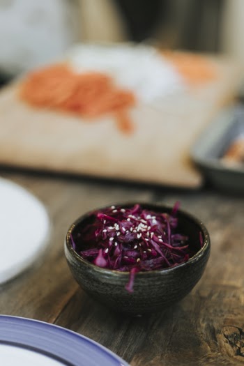 Macro Photography of Chopped Purple Vegetable