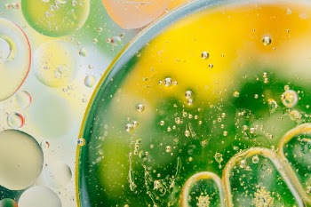 Macro photography of water and sunflower oil in different variations