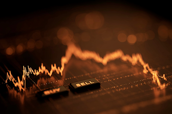 Macro Shot of Financial Trading Chart with BUY and SELL Buttons