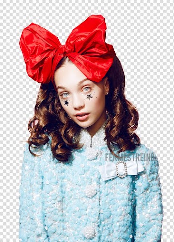 MADDIE ZIEGLER PAPER MAGAZINE , Maddie Ziegler in blue button-up top and red ribbon transparent background PNG clipart