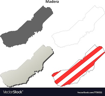 Madera County California outline map set vector image