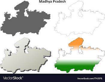 Madhya Pradesh blank outline map set vector image