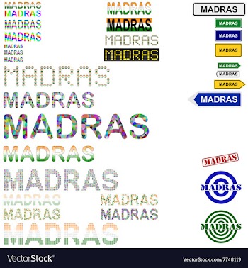 Madras text design set vector image