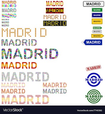 Madrid text design set vector image