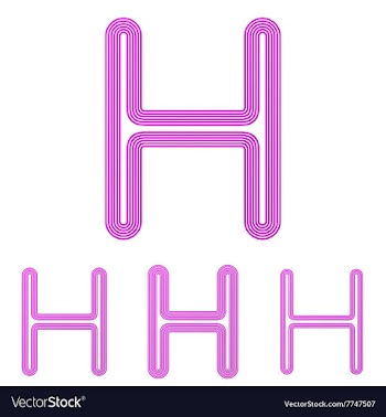 Magenta line h logo design set vector image