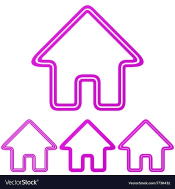 Magenta line house logo design set vector image