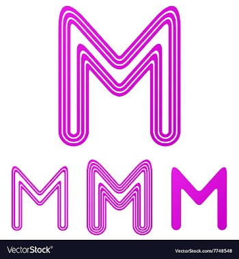 Magenta line m logo design set vector image