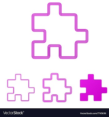 Magenta line puzzle logo design set vector image