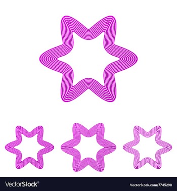Magenta line star logo design set vector image