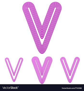 Magenta line v logo design set vector image