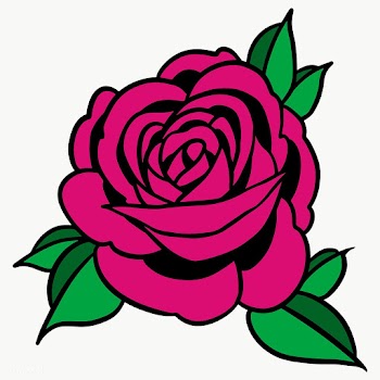 Magenta pink rose flower sticker tattoo overlay design element design .. | Free  transparent png - 2357518