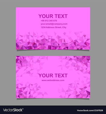 Magenta triangle mosaic business card template vector image