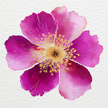 Magenta Watercolor Bloom with Golden Center
