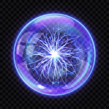 Magic ball with electric lightning inside, realistic Free Vector