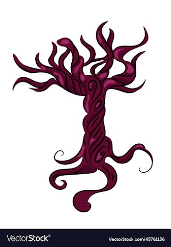 magic gloomy tree without foliage with curlicues