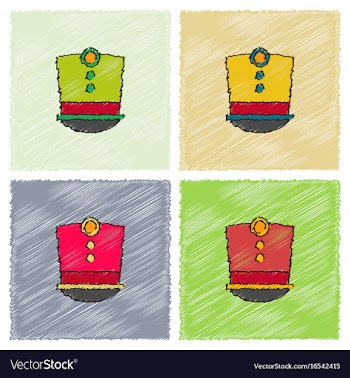 Magic hat in hatching styleset of magic hat in vector image