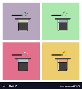 Magic hat with magic wand collection vector image