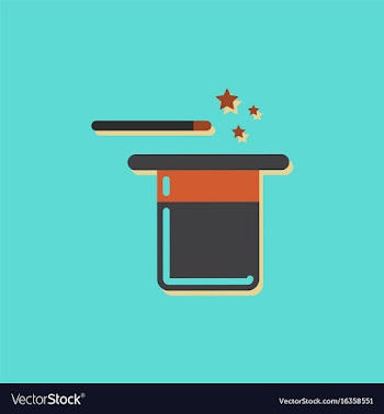 Magic hat with magic wand in sticker style vector image