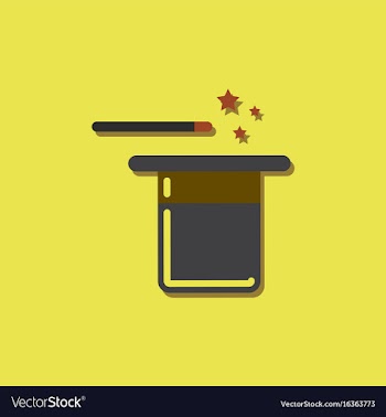 Magic hat with magic wand in sticker style vector image