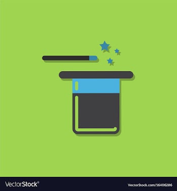 Magic hat with magic wand in sticker style vector image