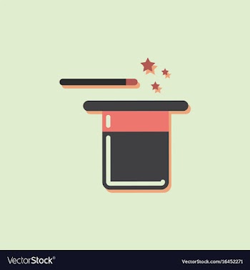 Magic hat with magic wand in sticker style vector image