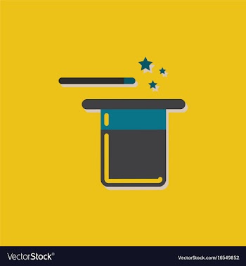 Magic hat with magic wand in sticker style vector image