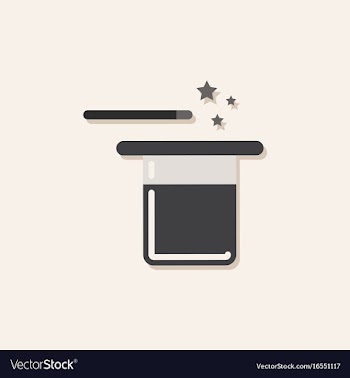 Magic hat with magic wand in sticker style vector image