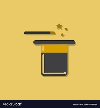 Magic hat with magic wand in sticker style vector image
