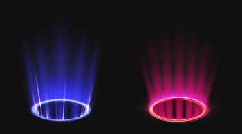 Magic portals with blue and pink light effect Free Vector