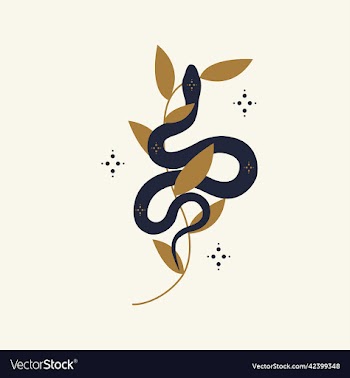 magic snake with moon star and crescents