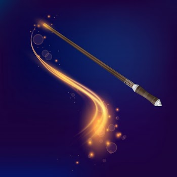Magic wand realistic composition Free Vector
