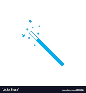 magic wand tool or stick with stars icon
