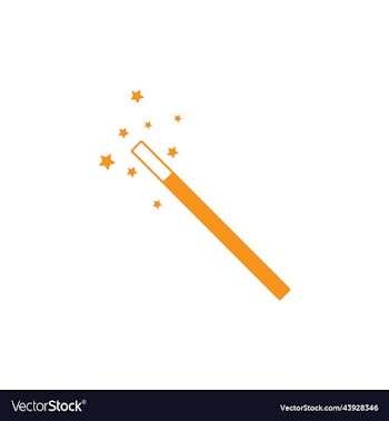 magic wand tool or stick with stars icon