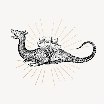 Magical dragon drawing, vintage mythical | Free PSD Illustration - rawpixel
