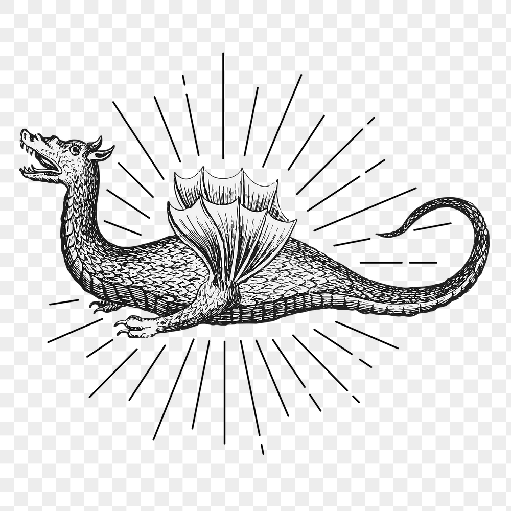Magical dragon png sticker, vintage | Free PNG Illustration - rawpixel