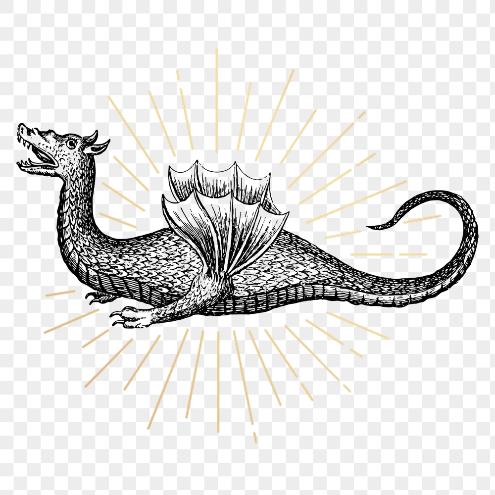 Magical dragon png sticker, vintage | Free PNG Illustration - rawpixel