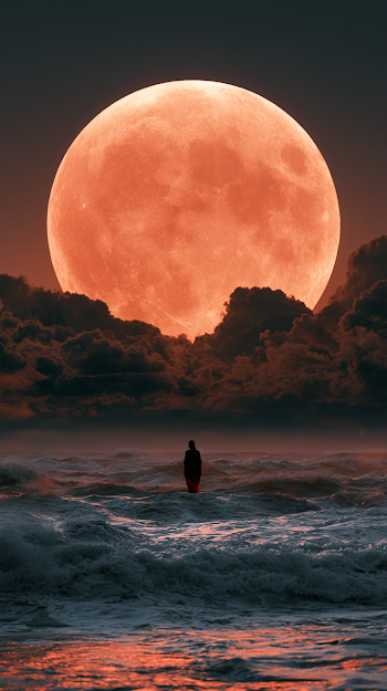 Magical Moonrise Over Ocean Waves