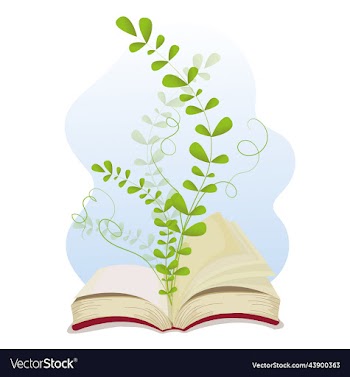 magical open book from which plants grow