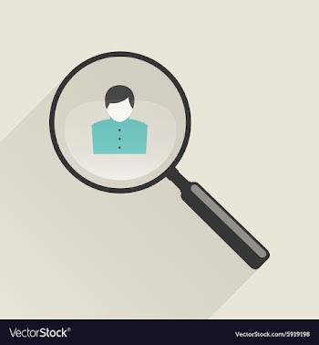  					Magnifier icon with man vector image														
