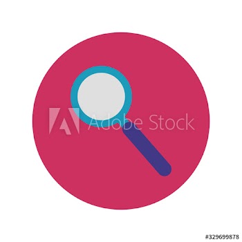 magnifying glass block and flat style icon