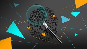  Magnifying Glass Over Binary ID Fingerprint - Dark Background 