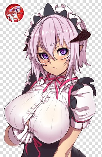 Maid, pink-haired female anime character transparent background PNG clipart