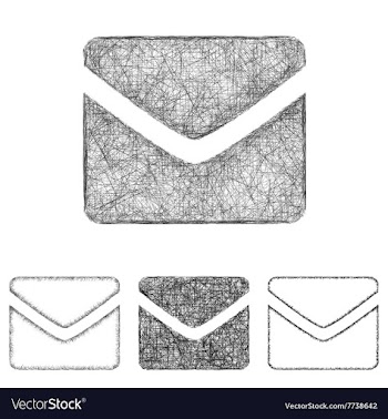 Mail icon set - sketch line art vector image