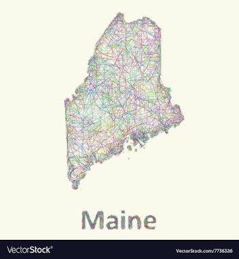 Maine line art map vector image