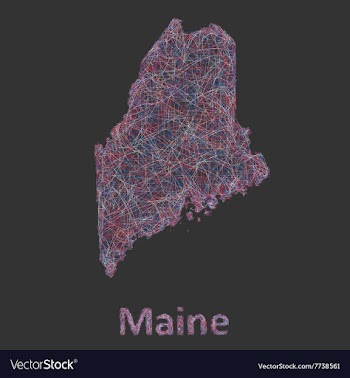 Maine line art map vector image