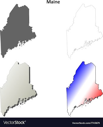 Maine outline map set vector image