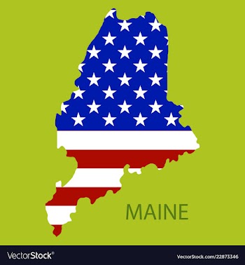 Maine state of america with map flag print on map vector image